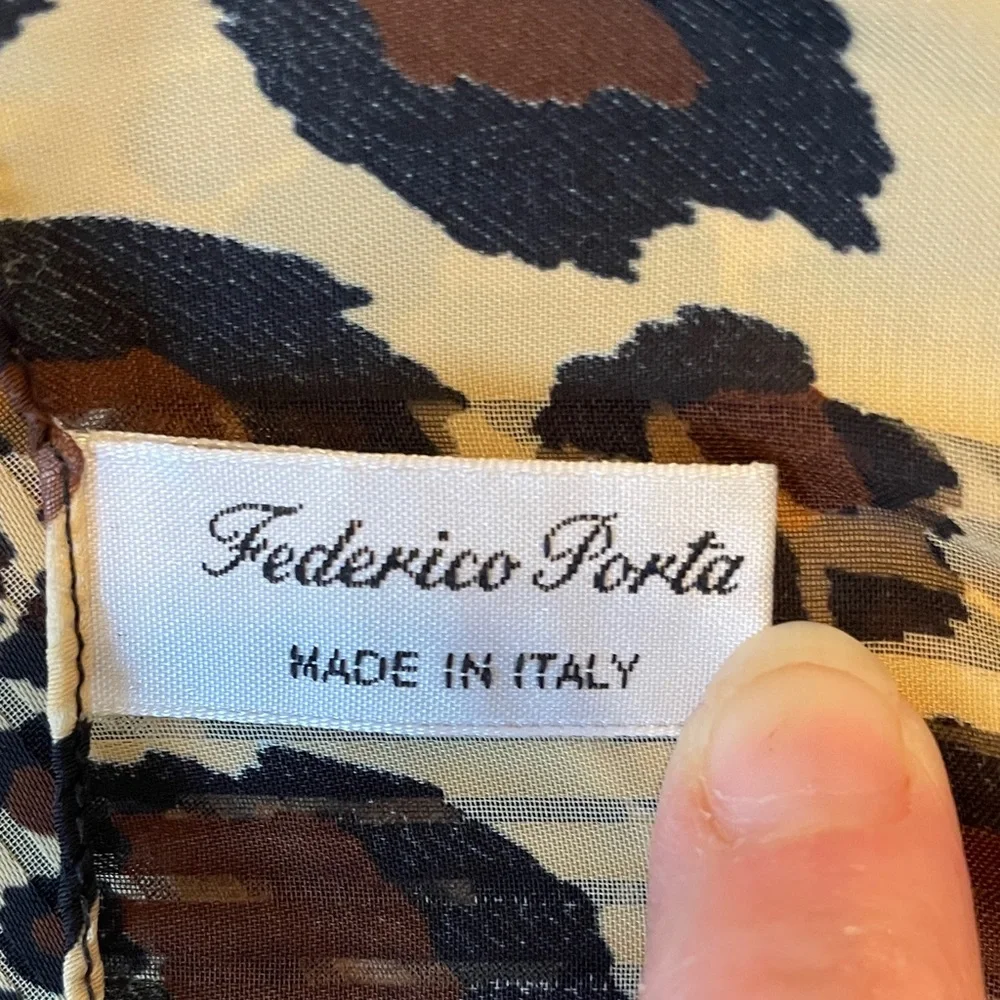Vintage Federico Porta Scarf Italy Leopard Animal Print Long Oblong Wrap